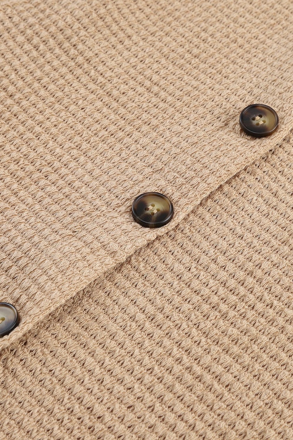 Waffle Knit Button Up Casual Shirt | Khaki