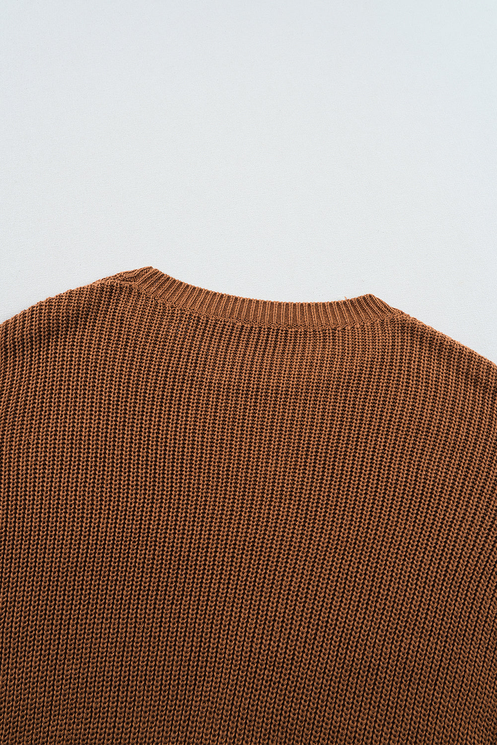 Beaded Drop Shoulder Round Neck Sweater | Chestnut