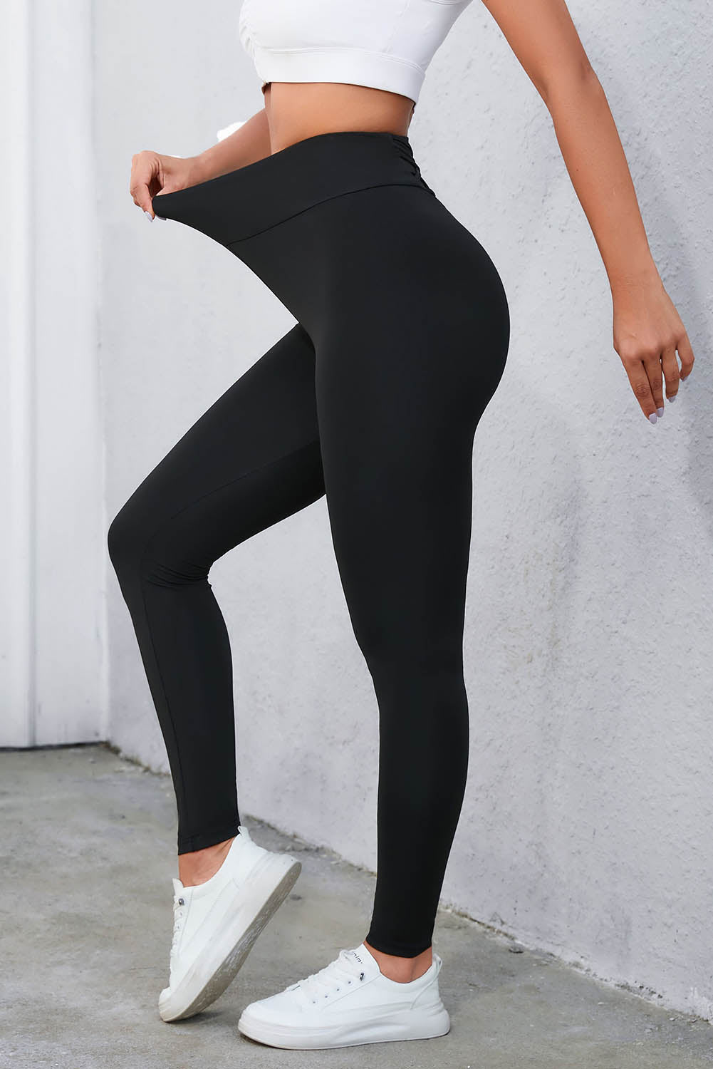 Criss Cross Tummy Control High Waist Leggings | Black