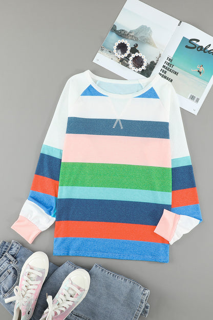 d Colour Block Long Sleeve Top | Stripe