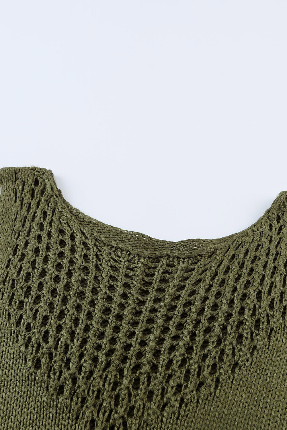 Tasseled Crochet Hollow-Out Knit Tank | Green