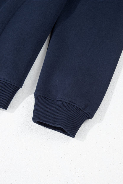 Fold Down Collar Pullover And Joggers Tracksuit | Navy Blue