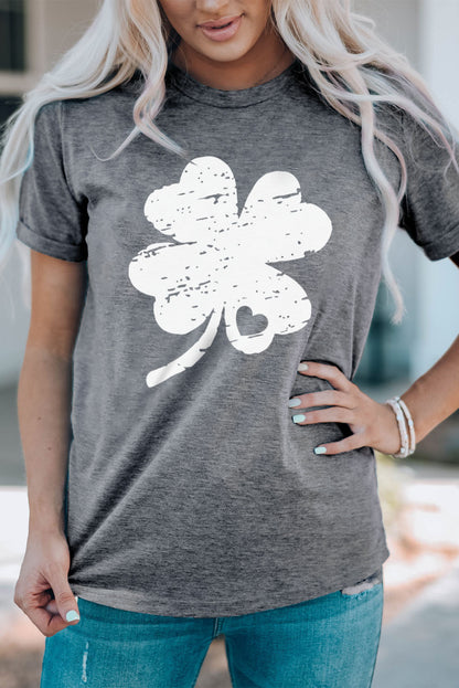 St Patrick Shamrock Graphic Print Tee | Gray