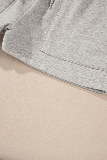 Solid Pullover Sweatshirt And Shorts 2 Piece Set | Light Grey