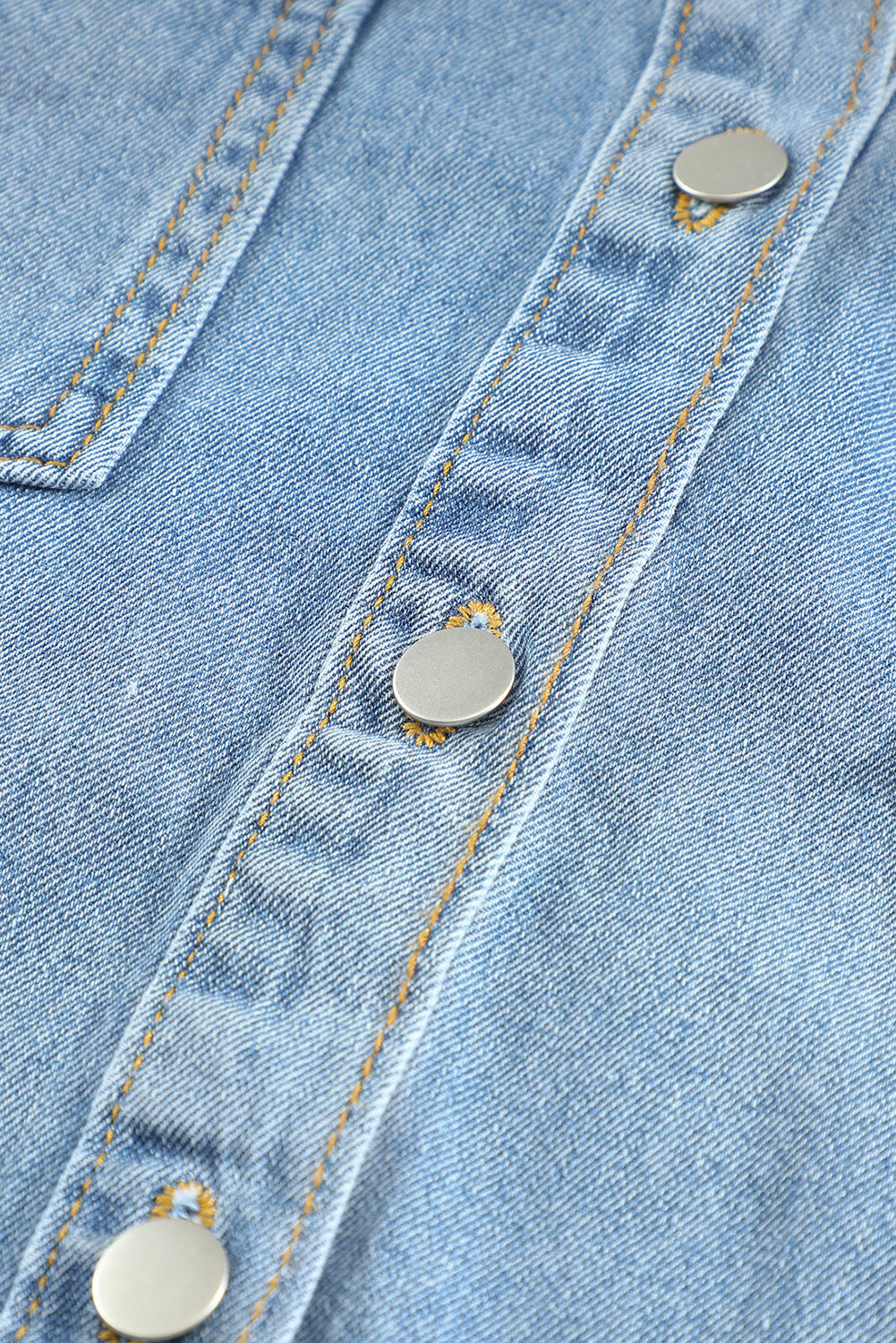 Pocket Raw Hem Buttoned Denim Jacket | Sky Blue