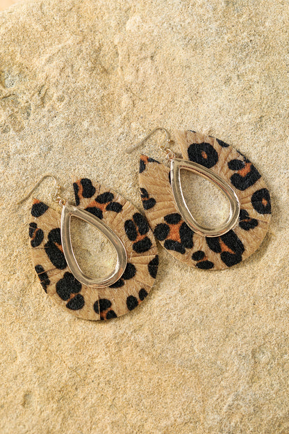 Leopard Print Hollow Out Drop Earrings | Chestnut