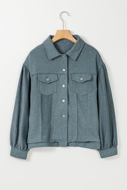 Exposed Seam Patchwork Raw Hem Buttoned Jacket | Gray