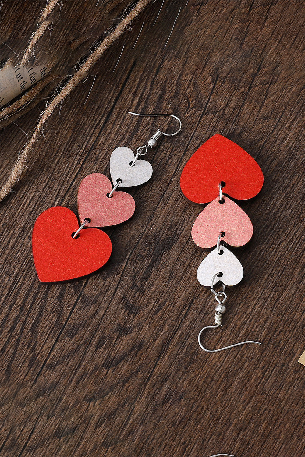 Valentines Day Heart Shape Tiered Dangle Earring | Red