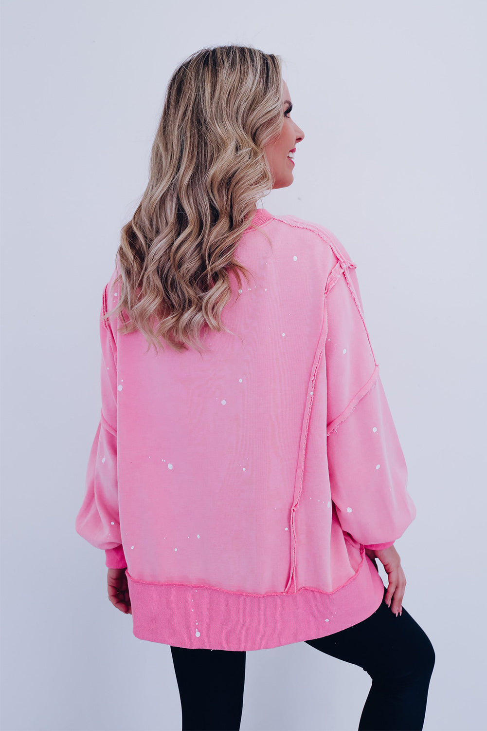 Splash Spots Exposed Seam Baggy Sweatshirt | Bonbon