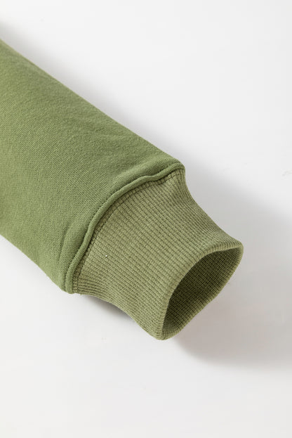 Drop Shoulder Crisscross Stitching Pocketed Loose Sweatshirt | Vineyard Green