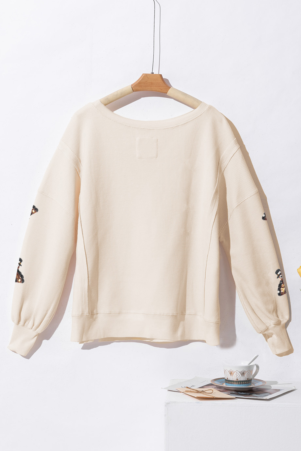 Thanksgiving Turkey Waffle Oversized Knit Top | White