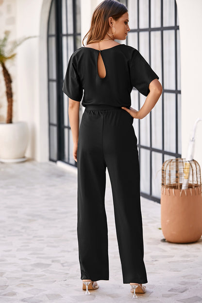 Belted Wide Leg Jumpsuit | Black