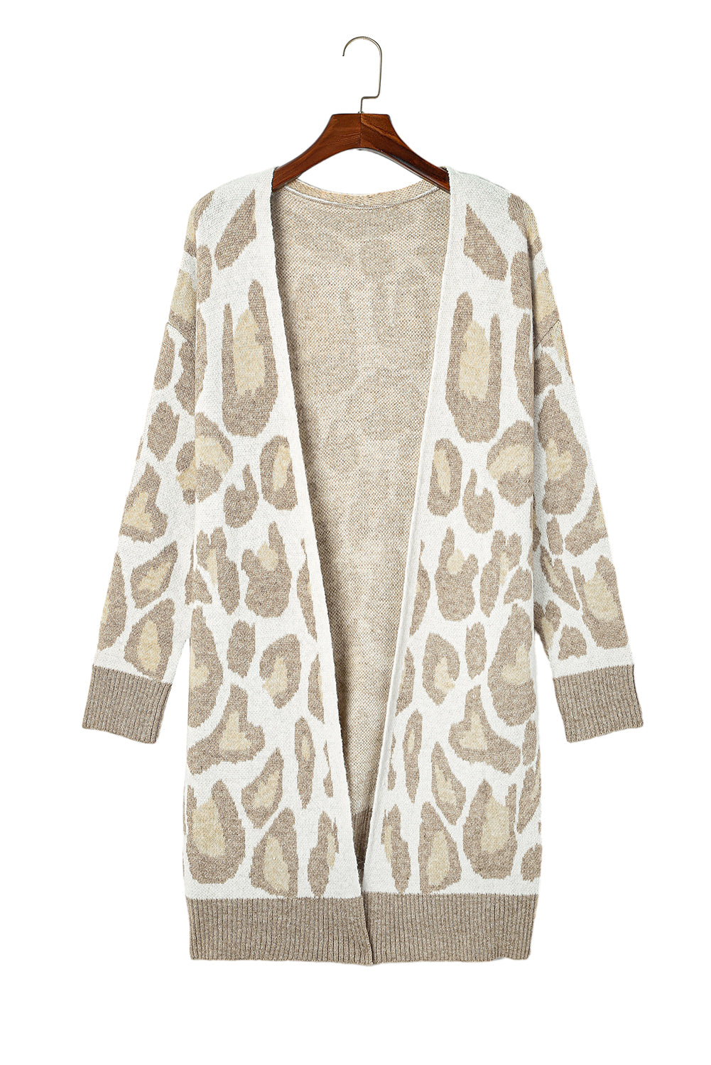 Plus Size Leopard Pattern Cardigan | Beige