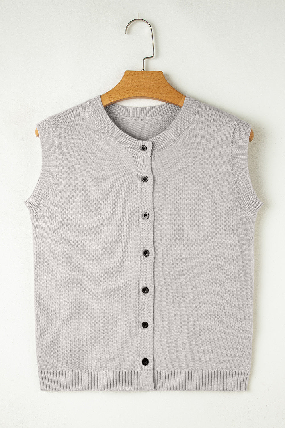 Button Up O Neck Sweater Vest | Jet Stream