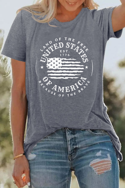 United States Of America Flag Graphic Print T Shirt | Gray