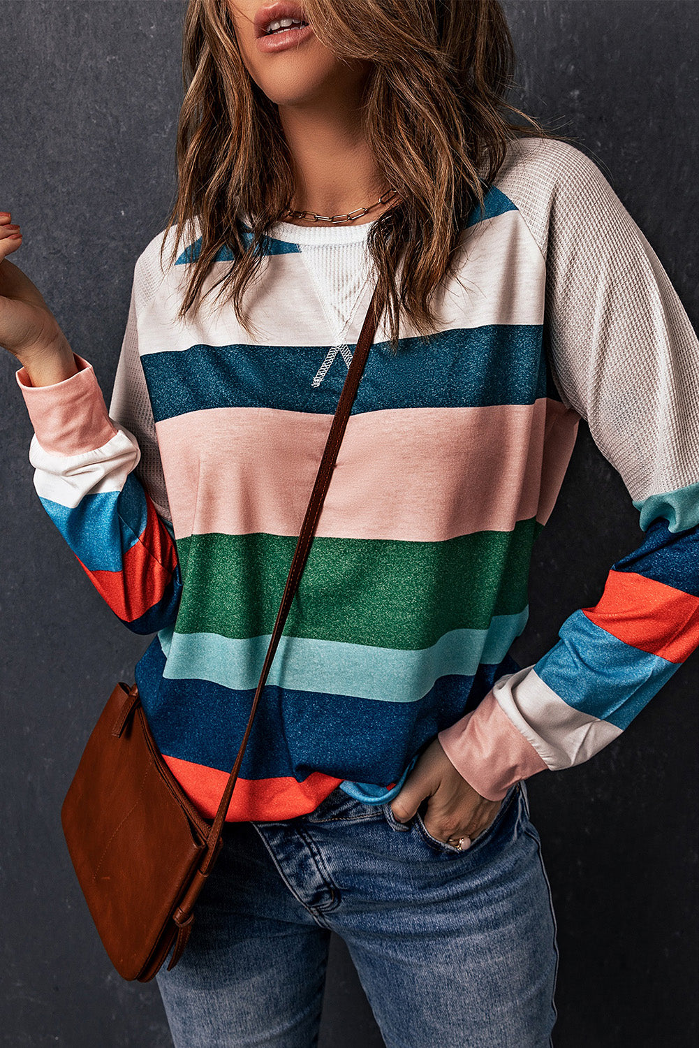 d Colour Block Long Sleeve Top | Stripe