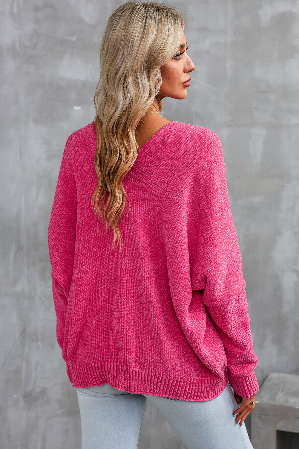 Buttons Front Pocketed Sweater Cardigan | Rose