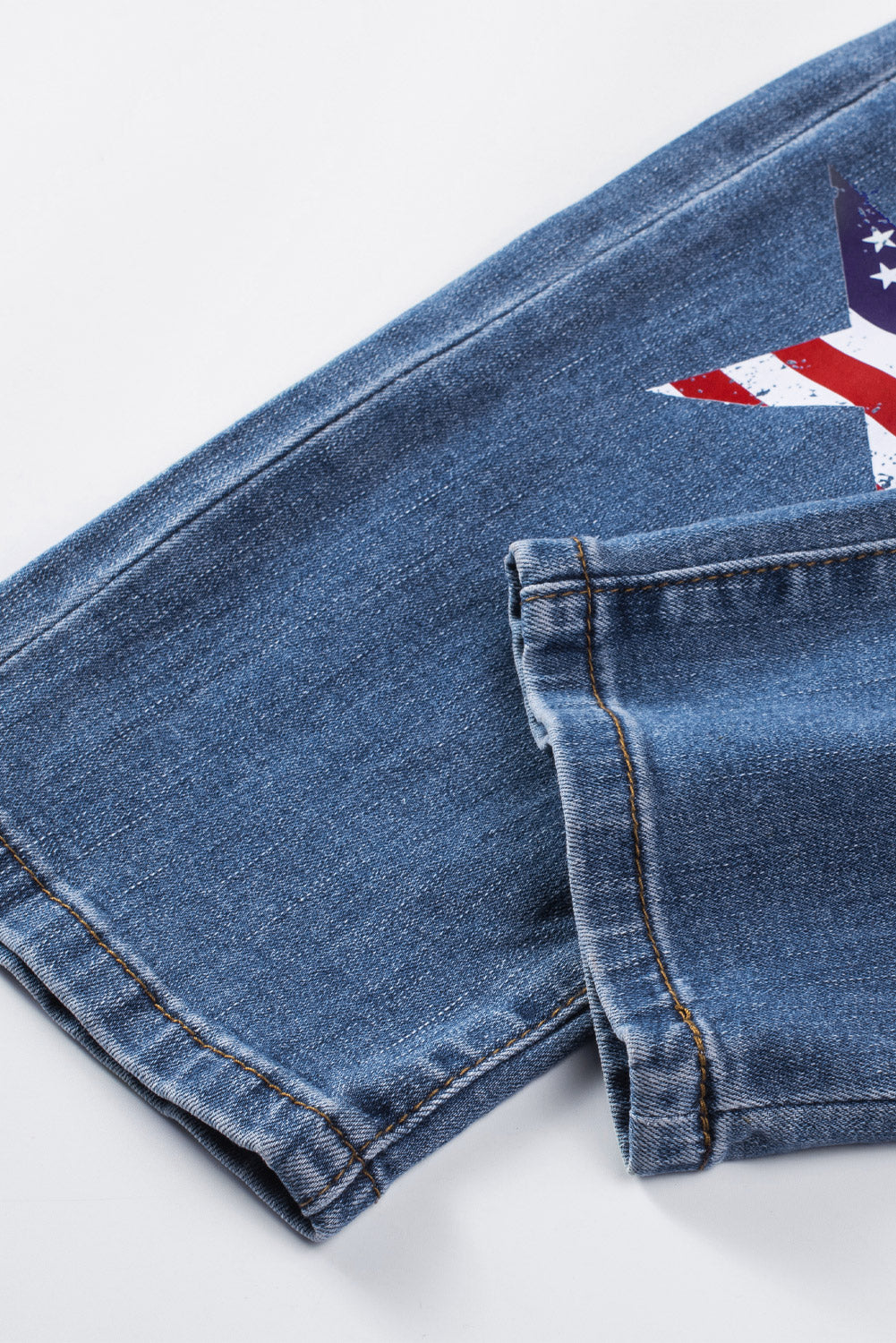 American Flag Patched Distressed Jeans | Sky Blue