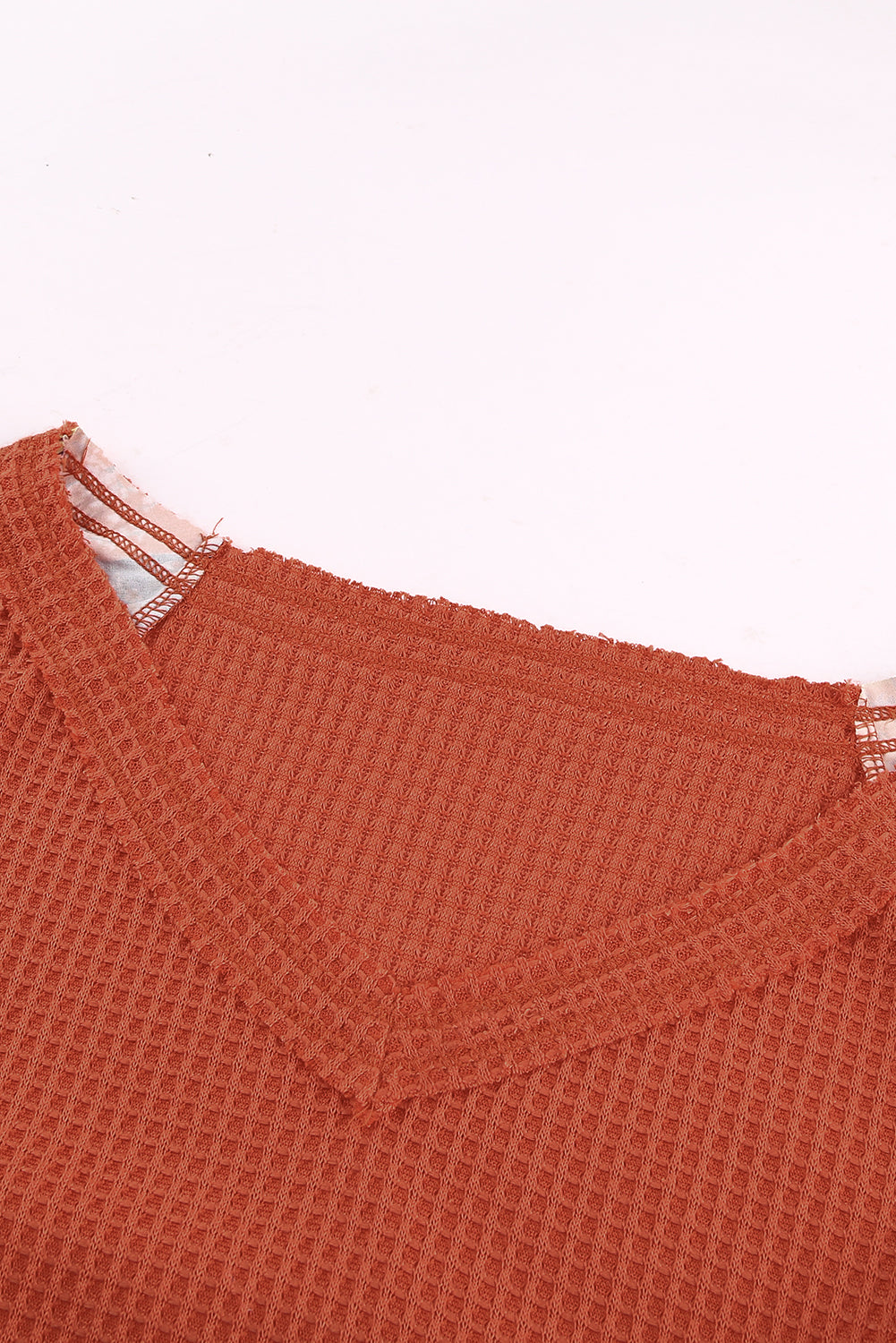 Contrast Eyelet Thermal Knit Top | Orange