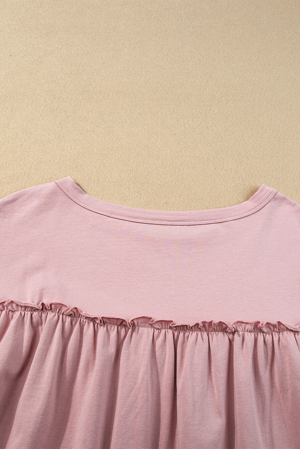 Ruffled Trim Loose Babydoll Tee | Light Pink