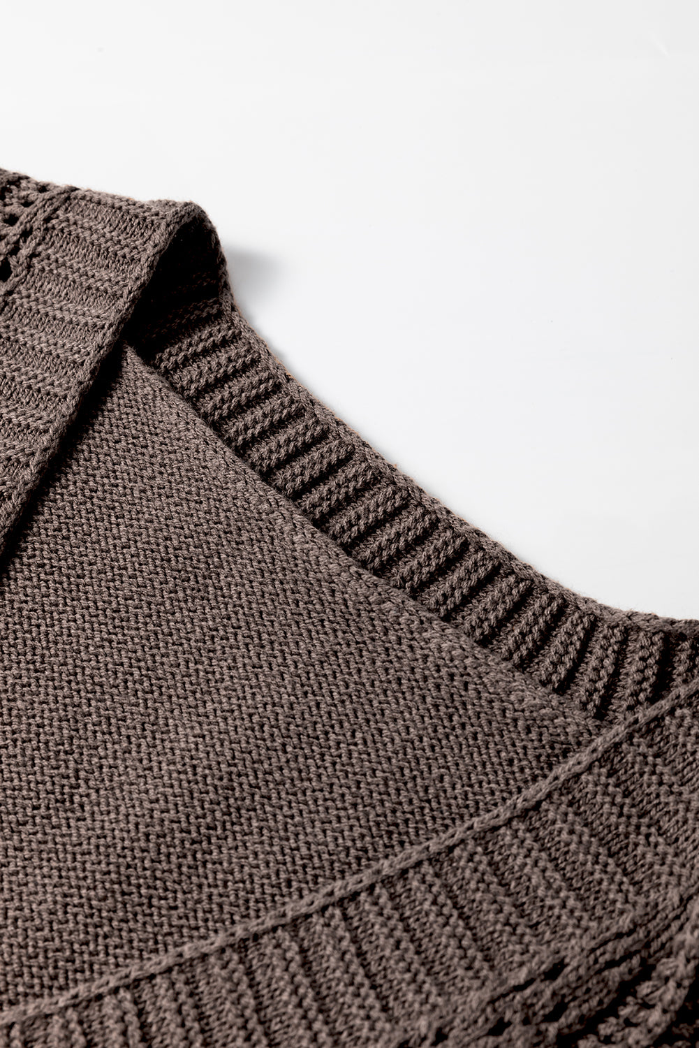 Open Knit Drop Shoulder Sweater Cardigan | Dark Khaki