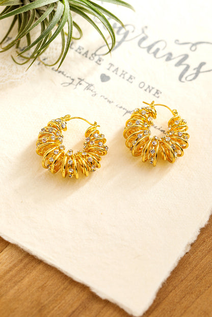 Rhinestone Spiral Plated Alloy Hook Earrings | White