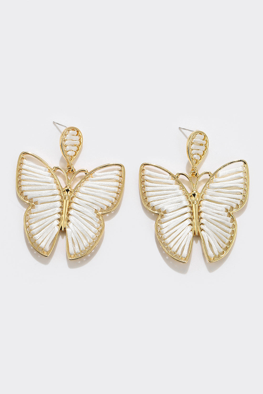 Butterfly Woven Alloy Earrings | White