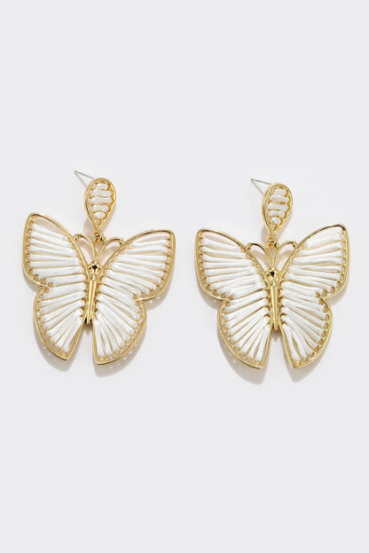 Butterfly Woven Alloy Earrings | White