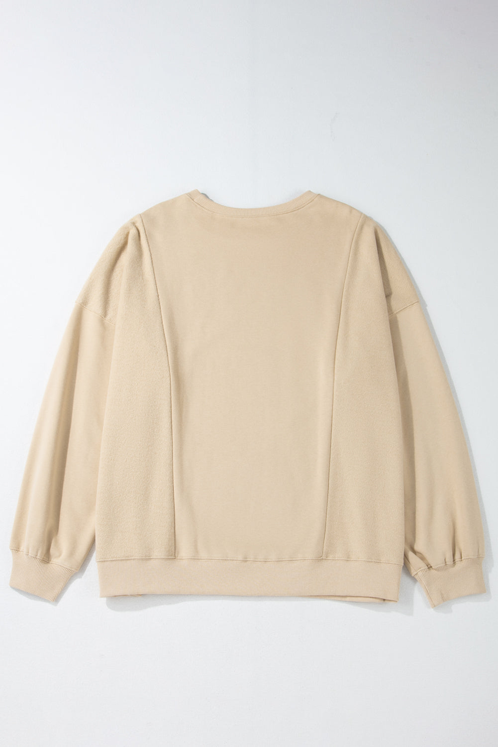 Loose Patchwork Crewneck Plus Size Sweatshirt | Apricot