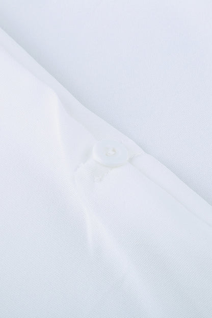 V Neck 3/4 Sleeve High Low Hem Shirt | White