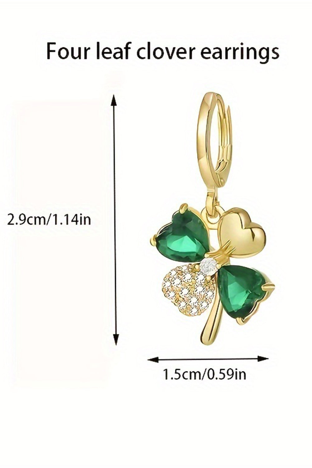 Gorgeous Gem St. Patricks 4-Leaf Clover Earrings | Gold