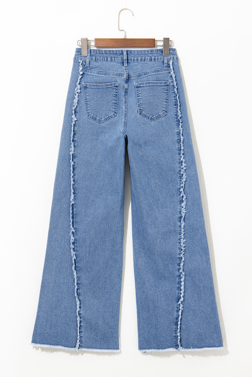 Vintage Stitching Raw Hem Flared Jeans | Beau Blue