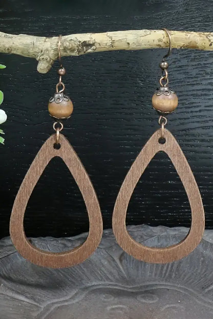 Vintage Hollowed Waterdrop Shape Hook Earrings | Chestnut