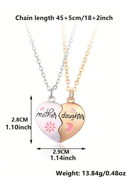 2Pcs Mother & Daughter Magnetic Heart Necklace | White