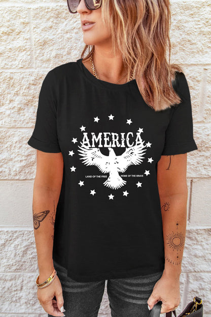 America Eagle Star Graphic T Shirt | Black