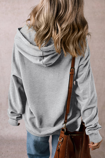 Fleece Lined Kangaroo Pocket Drawstring Chunky Hoodie | Light Grey