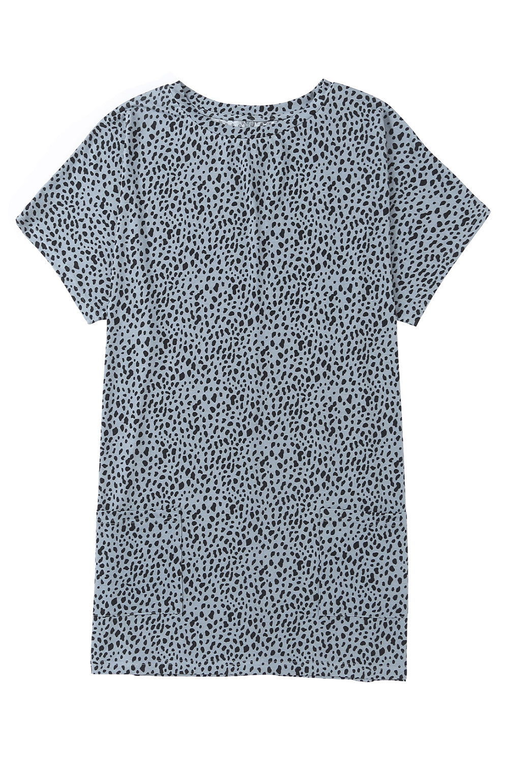 Leopard Print Side Pockets Tunic Top | Gray