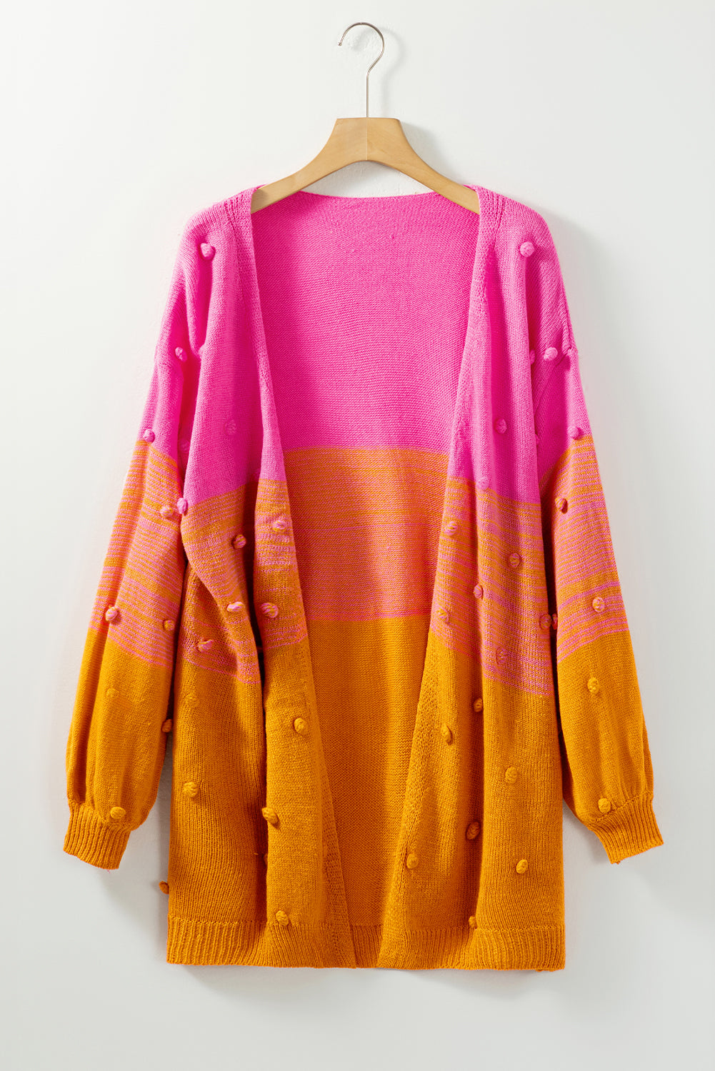 Pompom Colour Block Open Front Cardigan | Multicolour