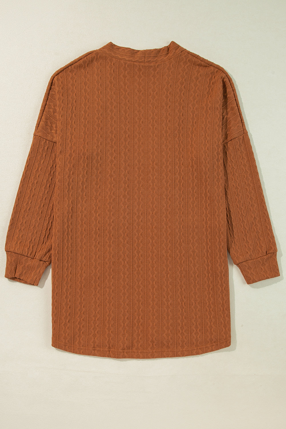 Textured Knit Side Pockets Open Front Cardigan | Chestnut