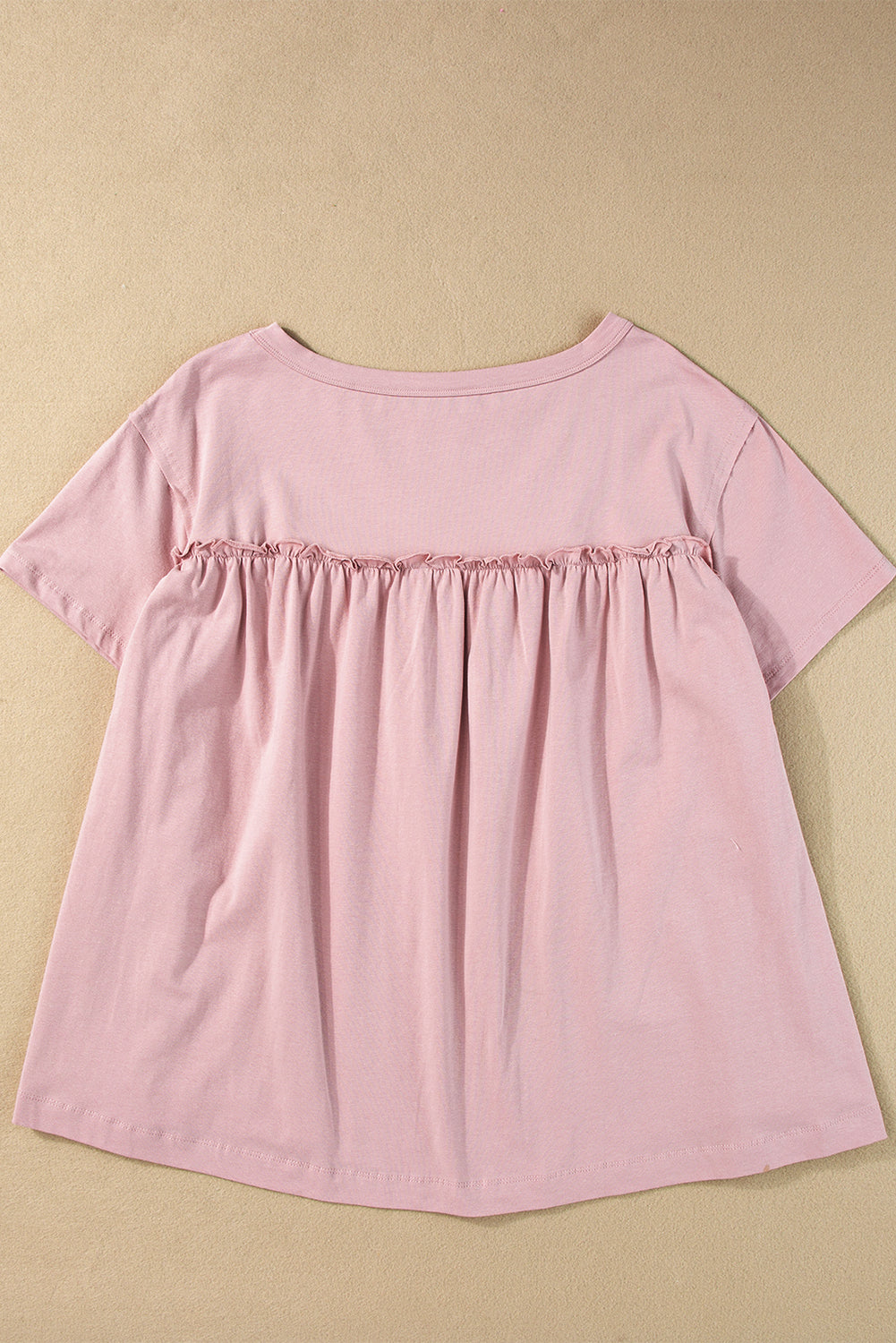 Ruffled Trim Loose Babydoll Tee | Light Pink