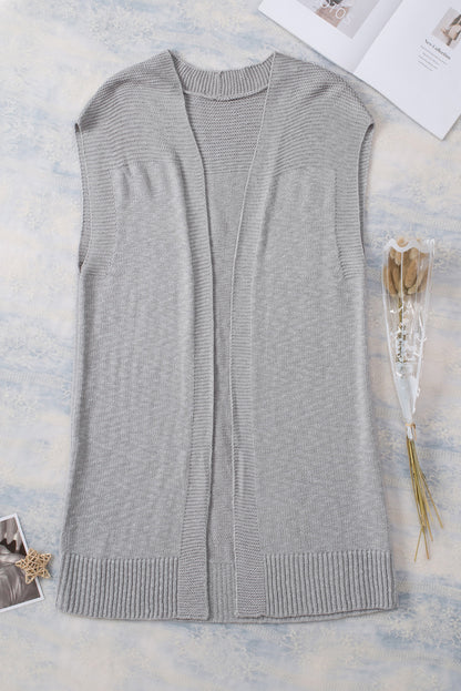 Basic Vest Cardigan Sweater | Gray