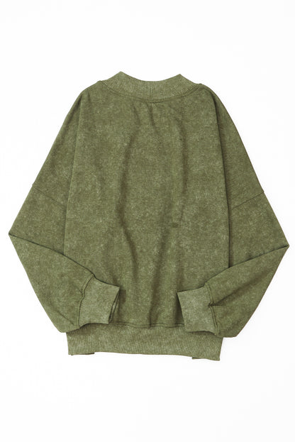 Drop Shoulder Crew Neck Pullover Sweatshirt | Green