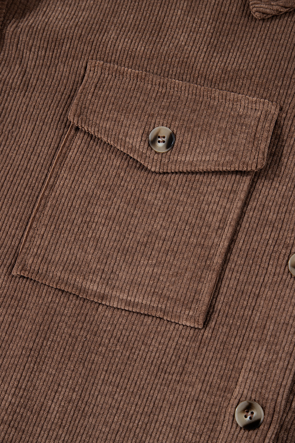 Corduroy Flap Pocket Button Up Shacket | Chestnut