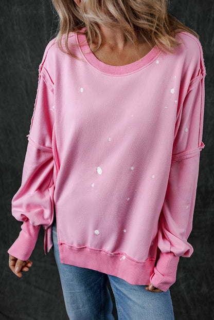 Splash Spots Exposed Seam Baggy Sweatshirt | Bonbon