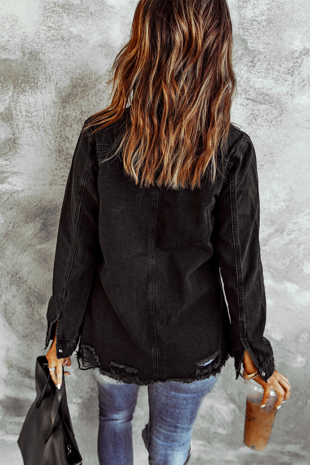 Ripped Denim Jacket | Black