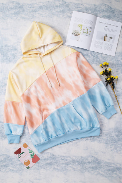 Colourblock Kangaroo Pocket Plus Size Hoodie | Sky Blue