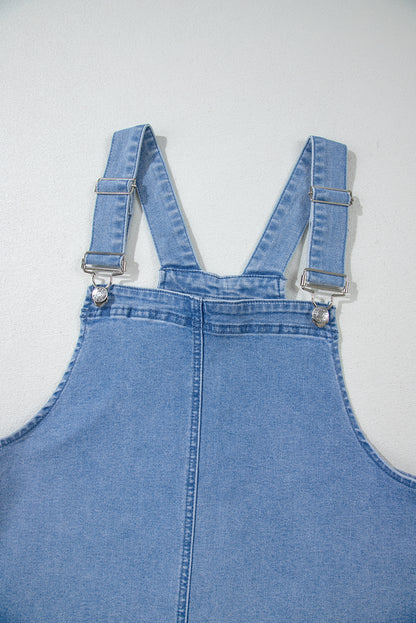 Pocketed Adjustable Straps Denim Overall Dress | Dusk Blue