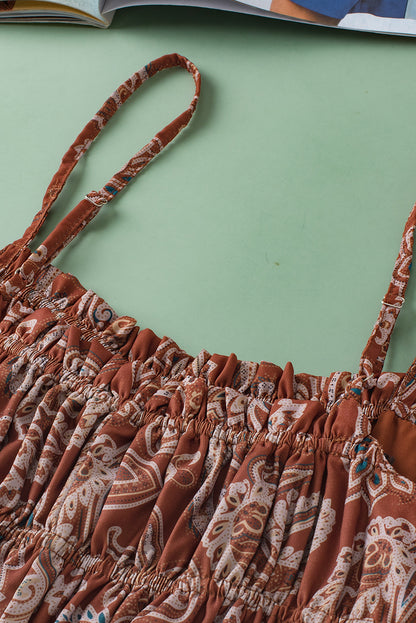 Paisley Ruched Tank Top | Chestnut