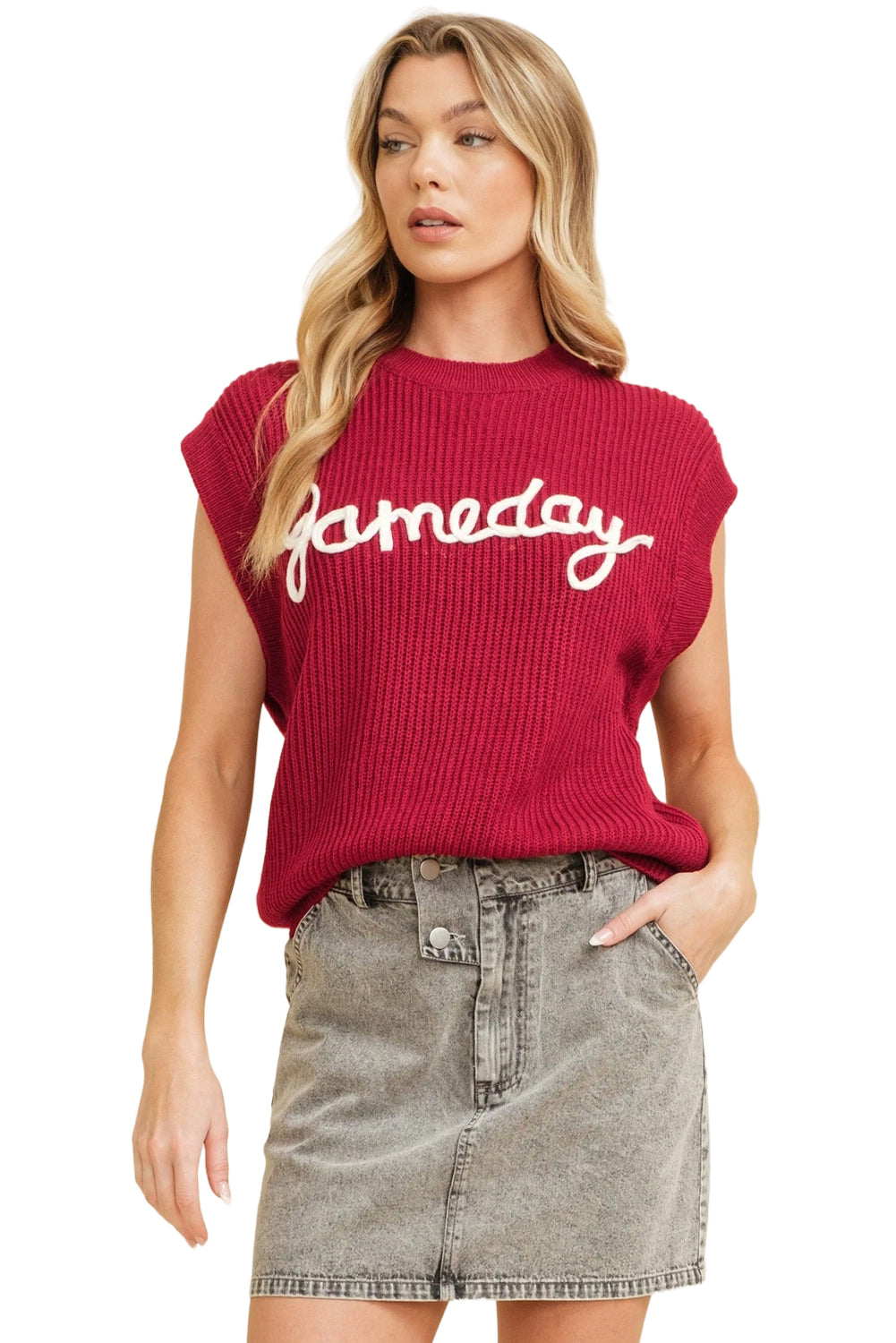 Game Day Rugby Football Season Sweater Vest | Racing Red