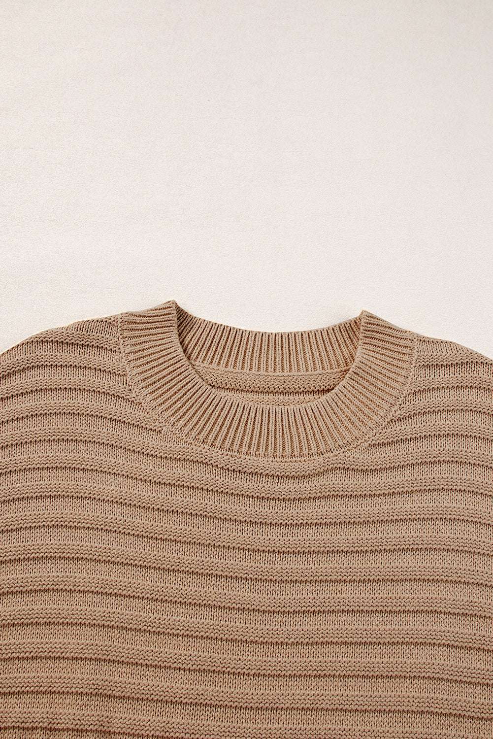 Rib Knitted Wide Sleeve Sweater T Shirt | Light French Beige